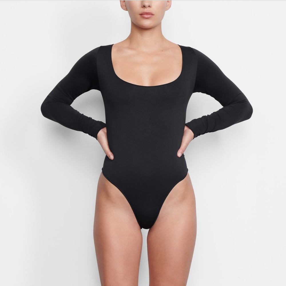 SKIMS Classic Black Scoop Neck Bodysuit